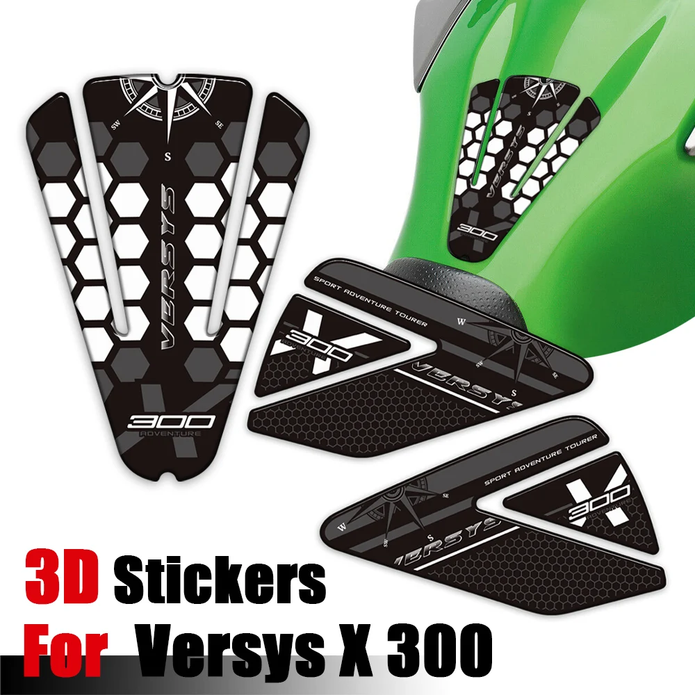 

Motorcycle Sticker Decals Tank Pad Grips Gas Side Fuel Oil Kit Knee windshield Protector For Kawasaki Versys X 300 X300 Versys-X