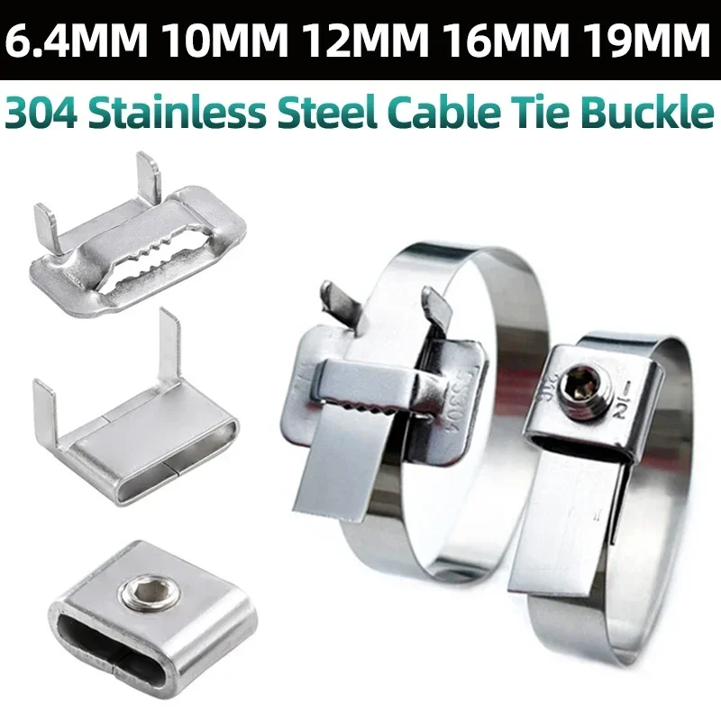 Cable Tie Buckle 304 Stainless Steel L-type Turnbuckle 6.4/10/12/16/19mm Tooth Buckle Connector Wrap Zip Ties Packaging