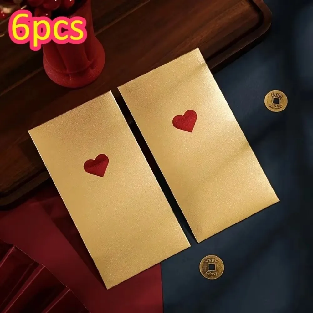6pcs Creative New Year Red Envelopes Love Patterns Three Colors Red Packets Exquisite 17*9cm Cash Gift Envelopes Valentine's Day
