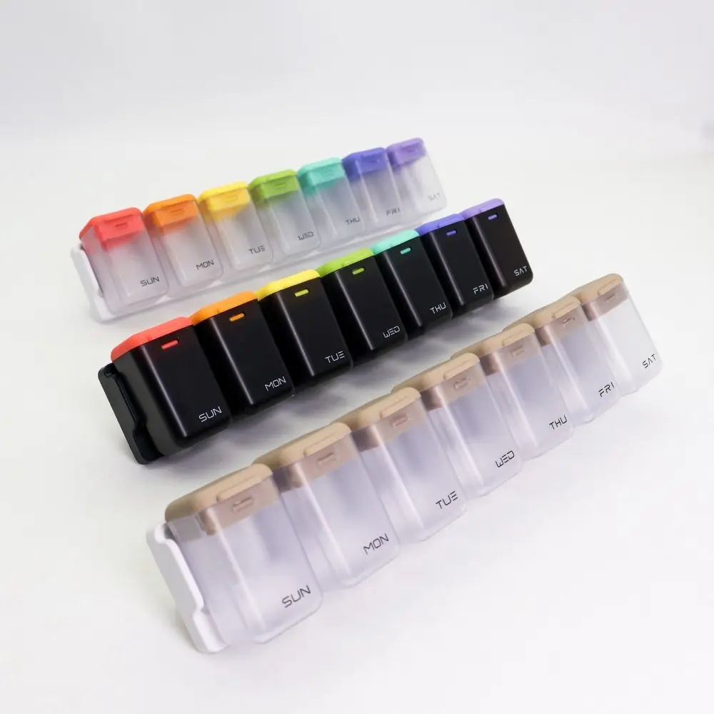 

Magnetic 7-Day Pill Organizer 1 Time a Day Moisture-proof Weekly Pill Case Detachable Dustproof Medicine Storage Box