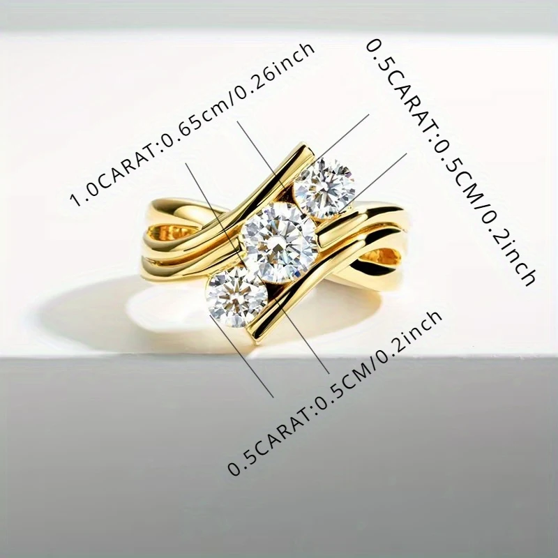 خاتم ألماس مويسانيتي 2 قيراط من الفضة الإسترليني عيار 925 بسيط وخفيف الوزن وفاخر وشخصية إبداعية للرجال والنساء ملابس يومية #4