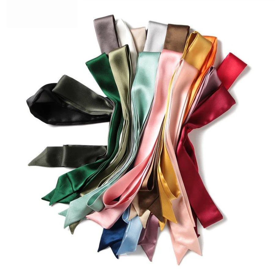 Luxury Silk Skinny Scarf 2024 Fashion Bag Handle Ribbon Ladies Horse Print Headband Small Hair Scarves Band Female