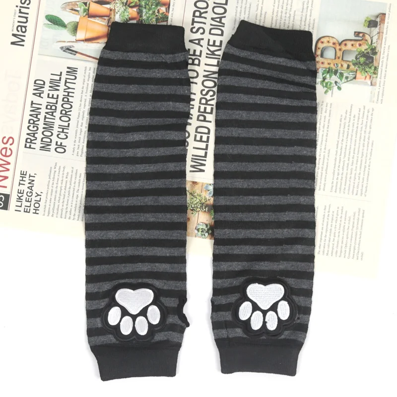 Gestrickte Kawaii Gothic Lolita Handschuhe für Damen, Harajuku Armwärmer, Katzenpfoten-Design, fingerlose Punk-Handgelenkstulpen, Y2K Mädchen-Handschuhe