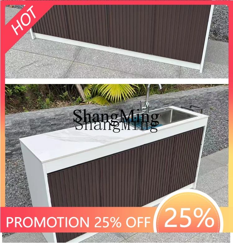 

FG good-looking Outdoor Wash Basin Courtyard Rock Plate Sink Integrated Cabinet Outdoor Storage Cabinet Villa Pool Basin