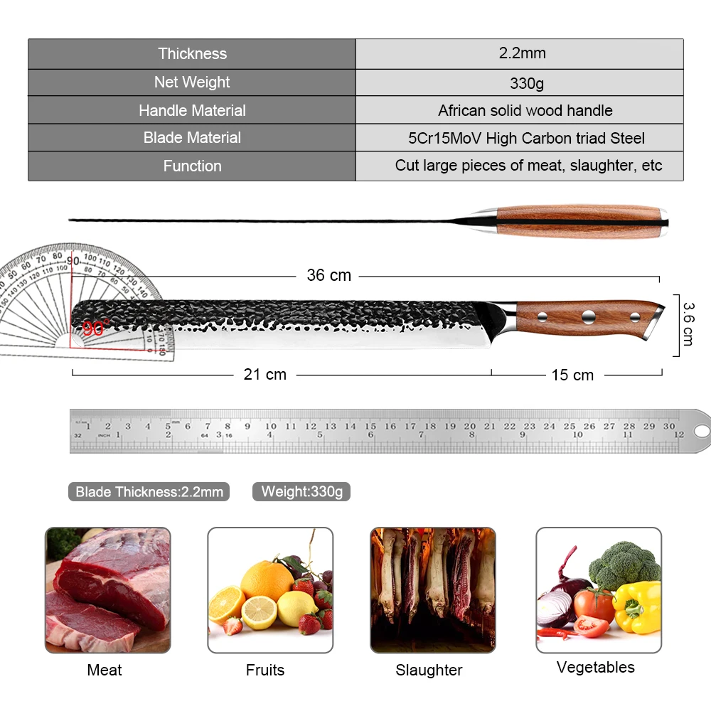 High Carbon Steel sashimi knife Slicing Carving Knife Hand Forged Brisket Knife Ultra Sharp Meat Slicer Ham Knife Slicing Meats