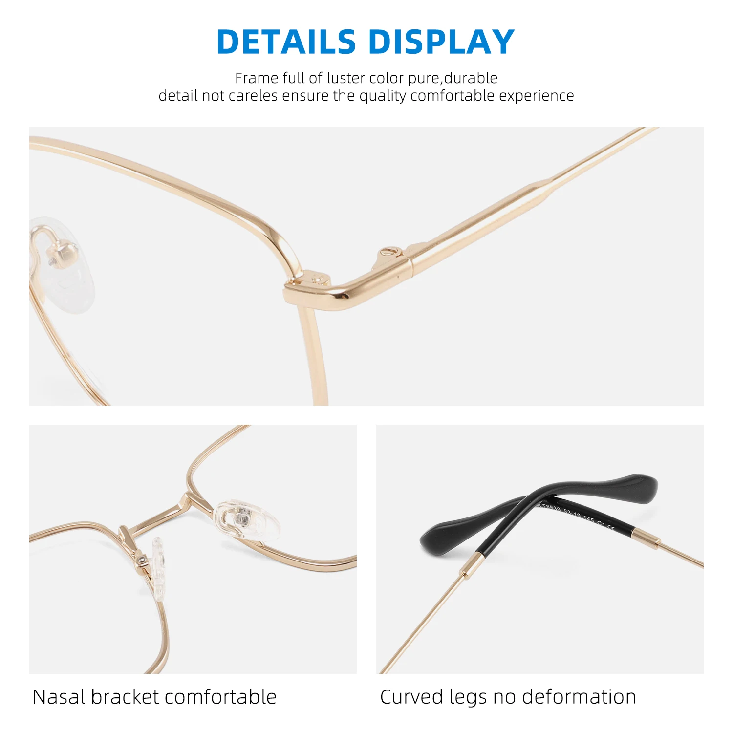 Men Anti Blue Ray Light Blocking Glasses UV400 Glasses For Computer Eyeglasses Trend High Quality Square Gold Decorative Eyewear - Image 4