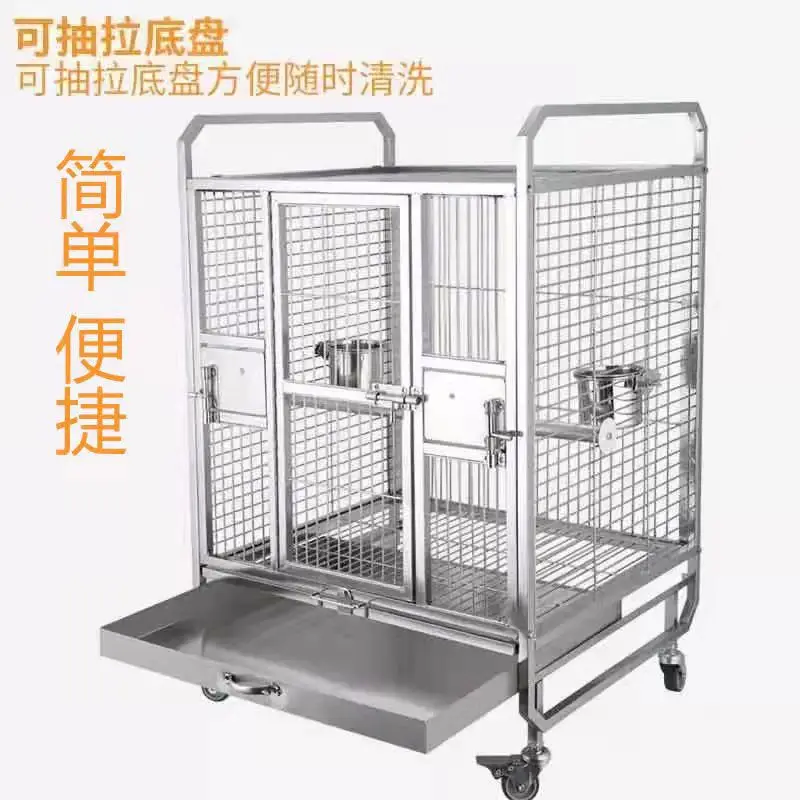 

Stainless steel luxury large parrot cage starling myna gray parrot breeding cage bird cage large square model