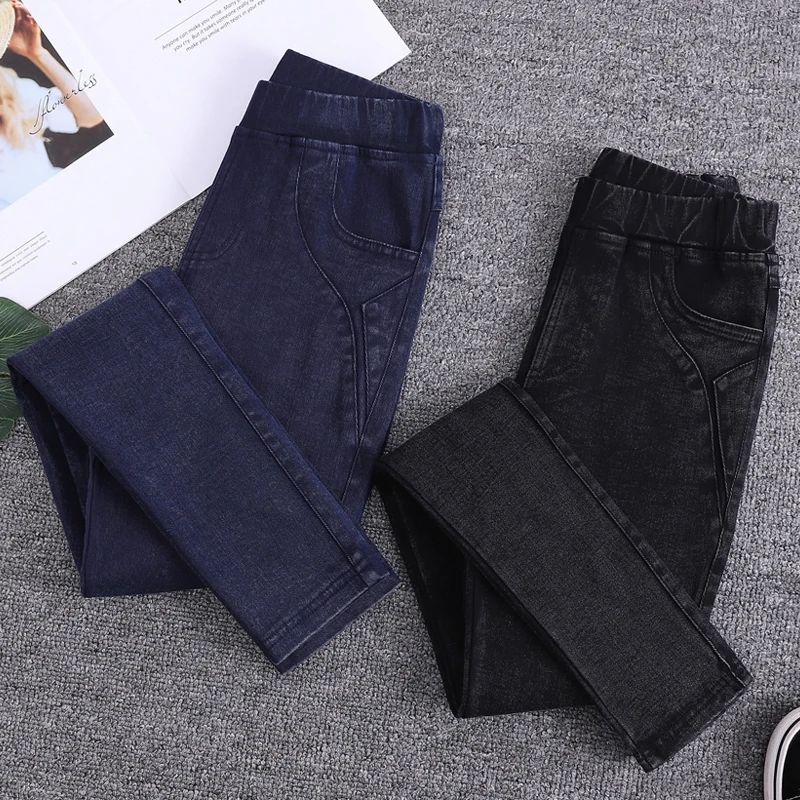 

High Waist plus Size Women's Jeans Spring Faion Slim Fit Long Pants Casual Straight Leg Trousers Sli Harajuku Sle