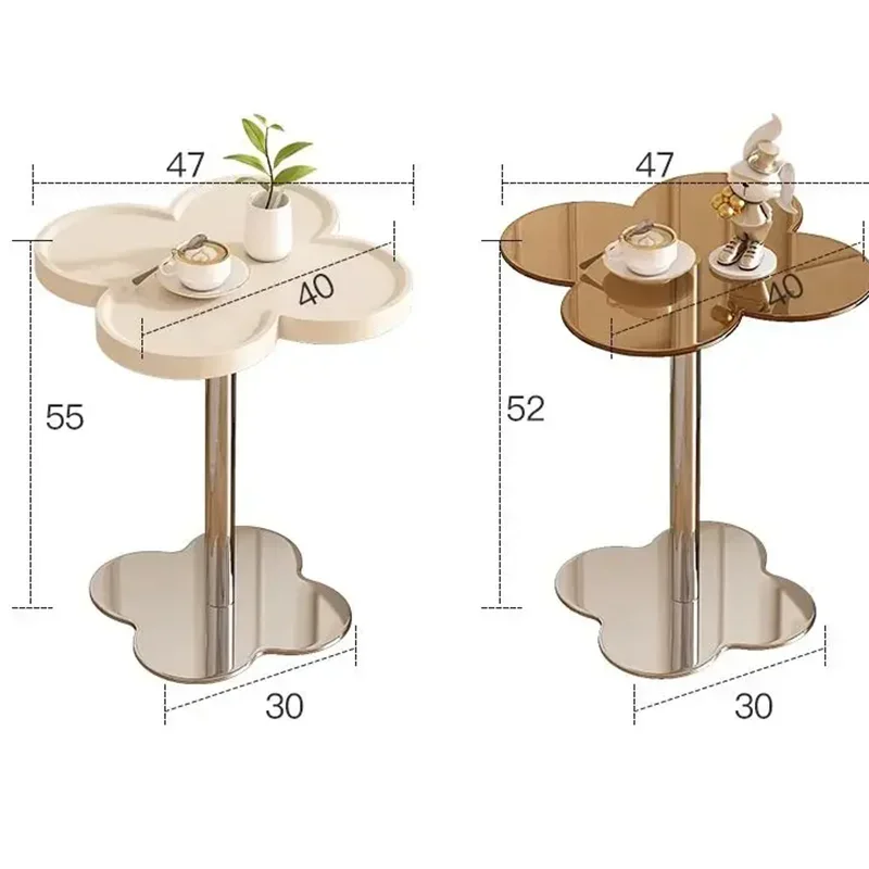 4leaf clover Sofa side table for living room stainless steel cloud coffee table cream wind net red household bedside shelf