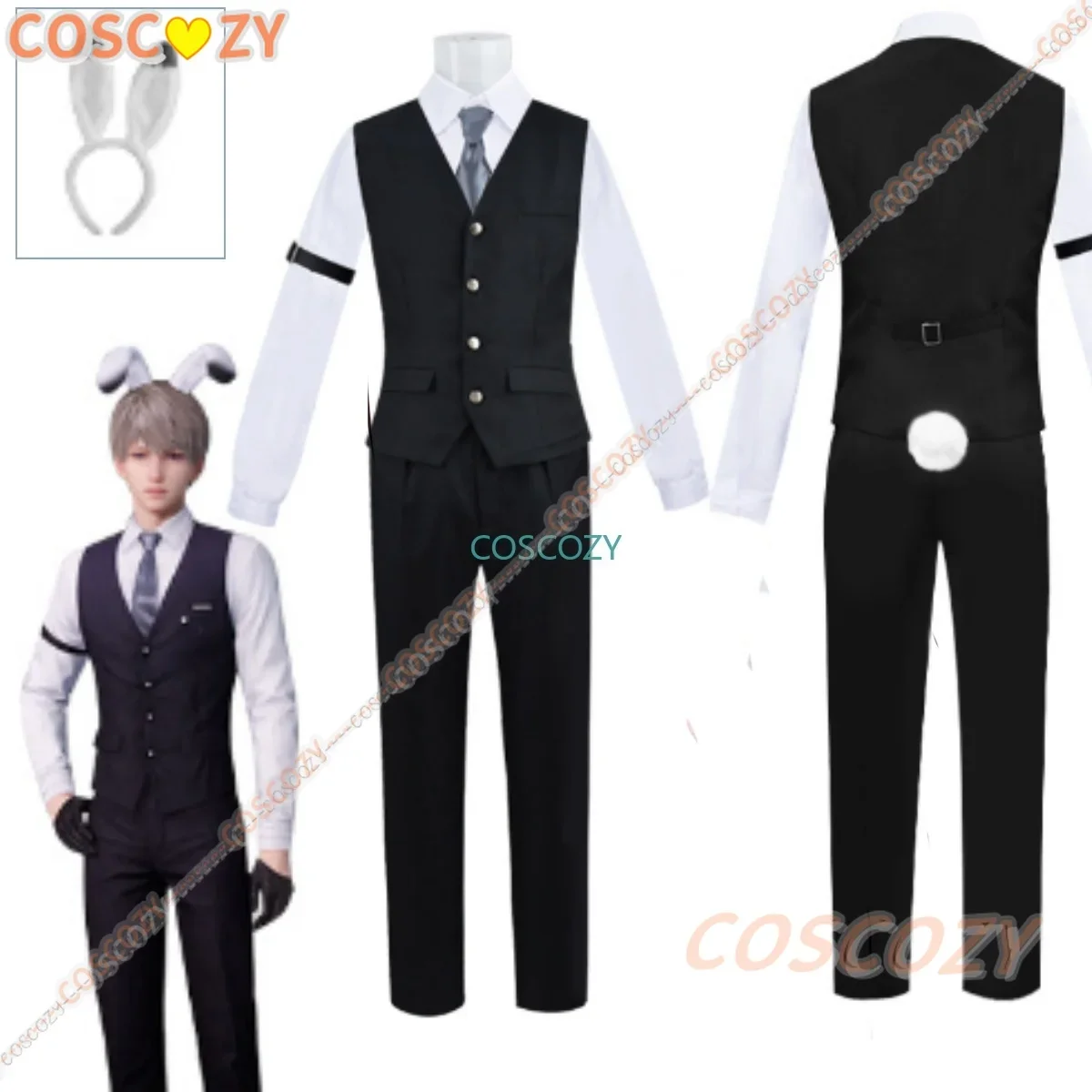 Love and Deepspace Xavier Cosplay Costume Wig Bunny Suit Unisex Anime Game Cosplay Clothes Halloween Con Mens Cosplay