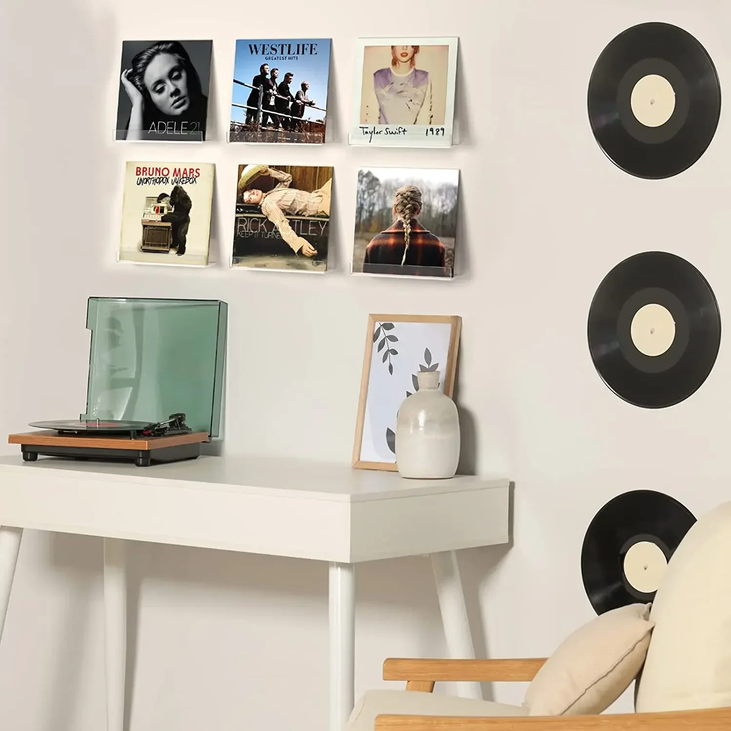 2/6/8/10pcs,7/12 inch Transparent Acrylic Record Shelf Stand Wall Mounted Record Holder For Vinyl Album Display Storage Rack