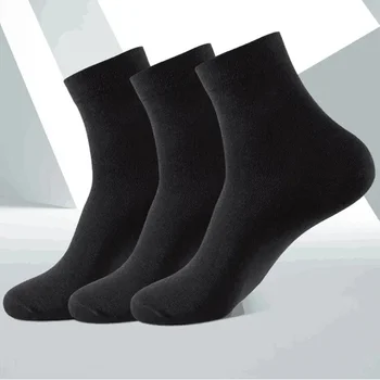3 Pairs Black Men Socks Cotton...