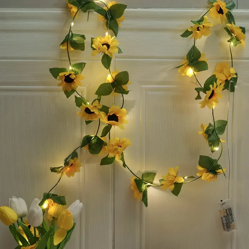 

LED Lights Battery Box Artificial Leaf Plants Fairy Wedding Garland for Christmas Bedroom Outdoor Garden Camping Decoration