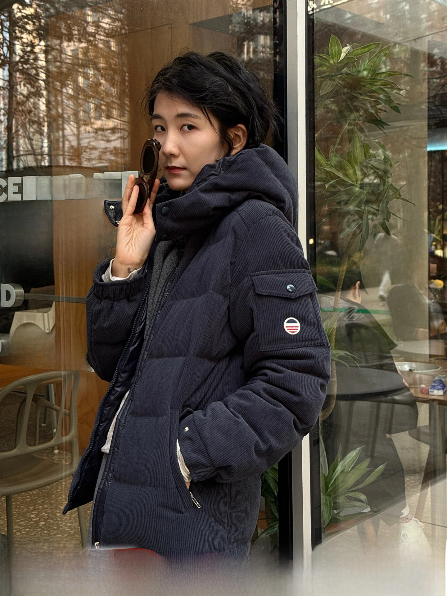 

Langqing Women's Thiened Corduroy down Jaet Goose down Coat Winter Warm Outerwear Hooded New 2025 Commute Sle Loose Fit