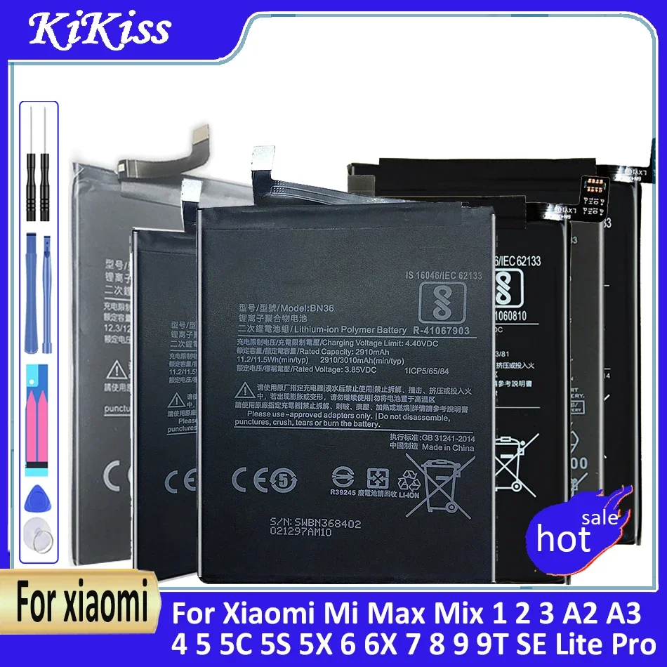 Battery BM32 BM3E BN36 BM3K BN47 BP40 BP41 For Xiaomi Mi Max Mix 1 2 3 A2 A3 4 5 5C 5S 5X 6 6X 7 8 9 9T SE Lite Pro Mix3 Mi5C