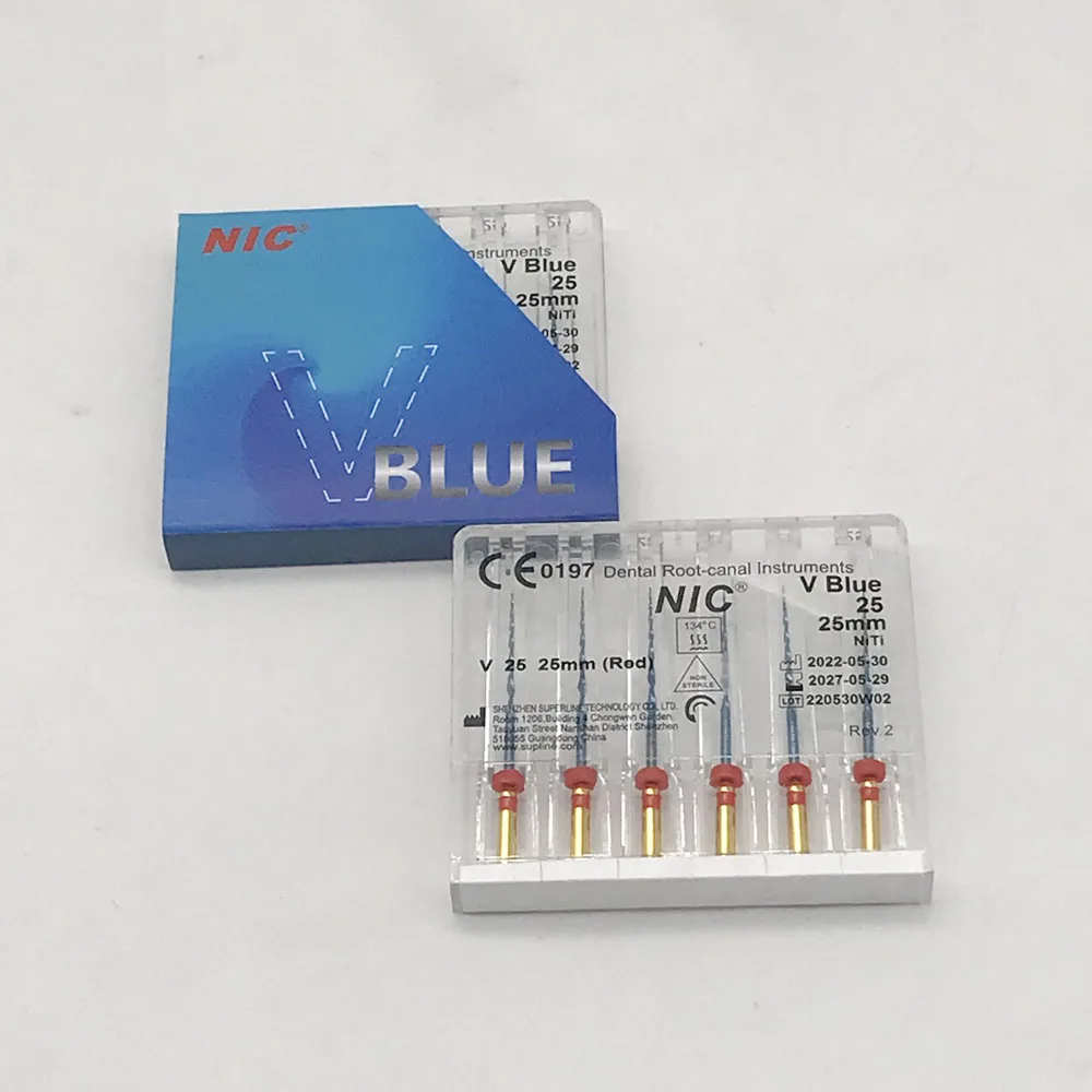 10packs of Original NIC V Blue Dental Root Canal Niti Engine Use Rotary Files 25mm #25 6files/pack