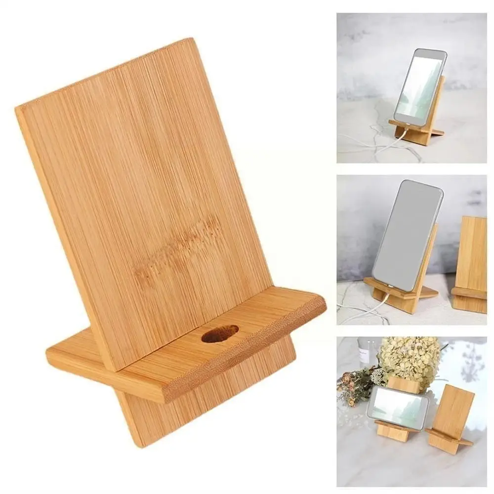 

Anti-Slip Mobile Phone/ Tablet/ Ipad Bamboo Wood Stand Holder Removable Mobile Phone Support Stand With Charging Hole