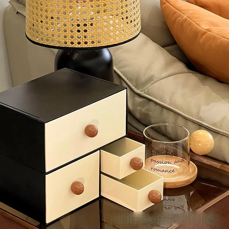 

Middle Ancient Style Drawer Storage Box Chinese Retro Tea Table Bedroom Bedside Multi-layer Grid Storage Box With Drawer ZF774