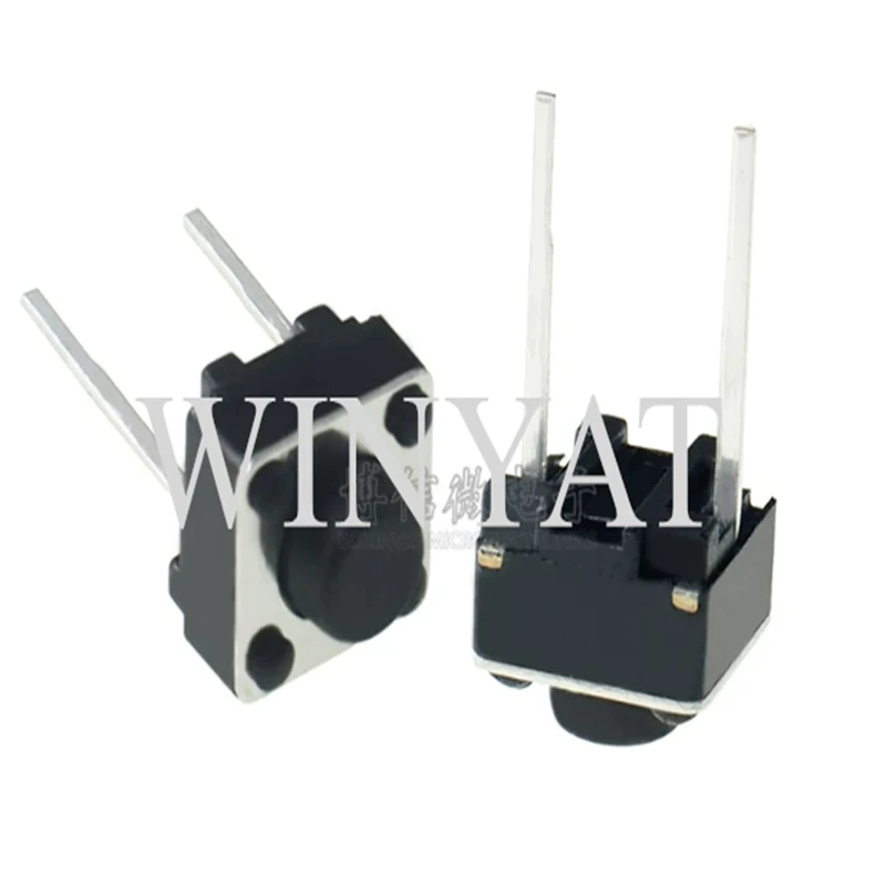 100pcs Middle 2 Pins 6X6x5mm 2PIN DIP TACT Push Button Switch Micro Key Power Tactile Switches 6x6x5 6*6*5MM Light Touch