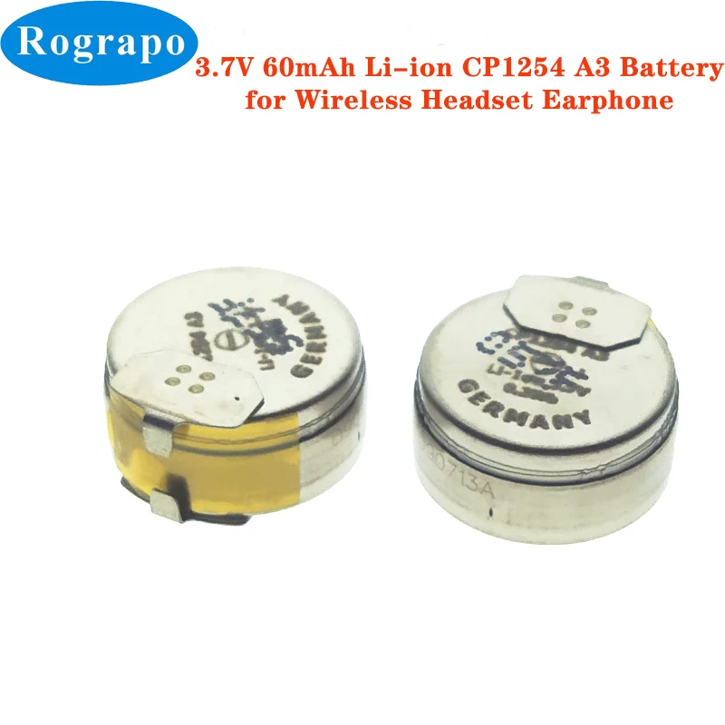 1-2pcs New 3.7V 60mAh Li-ion CP1254 A2 A3 LIR1254 Battery for Beoplay H5 Wireless Bluetooth Headset Earphone With Solder Lug