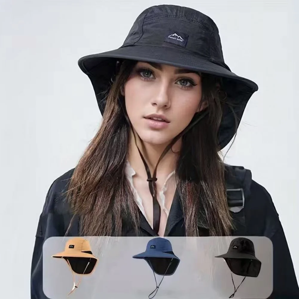 Summer wide brim waterproof quick-drying Panama hat, outdoor sun hat, bucket hat, mesh breathable sun hat, men's sports hiking hat, suitable for outdoor fishing, hiking and camping unisex
