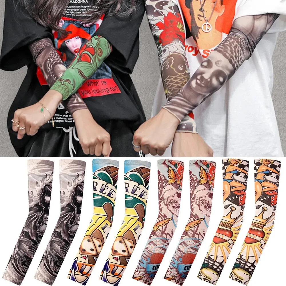 Tattood Sleeve With Floral Arm Tattoo Seamless Outdoor Cycling Tattoo And Sun Protection Sleeve 1pc Tattoo Sleeve Sleeve Sunscre