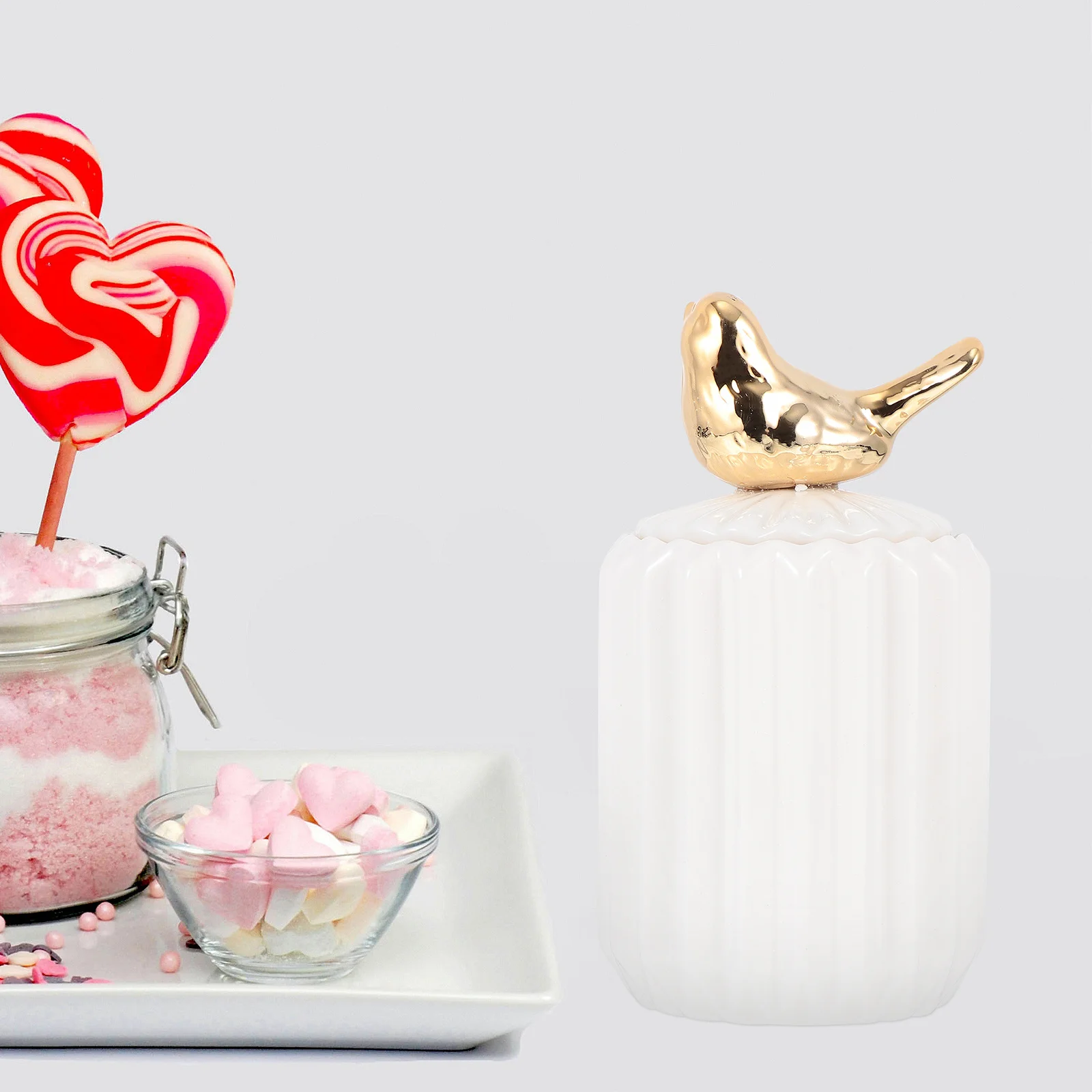 

Ceramic Sealing Jar Creative Bird Shape Decor Kitchen Food Storage Container Transparent Smooth Surface