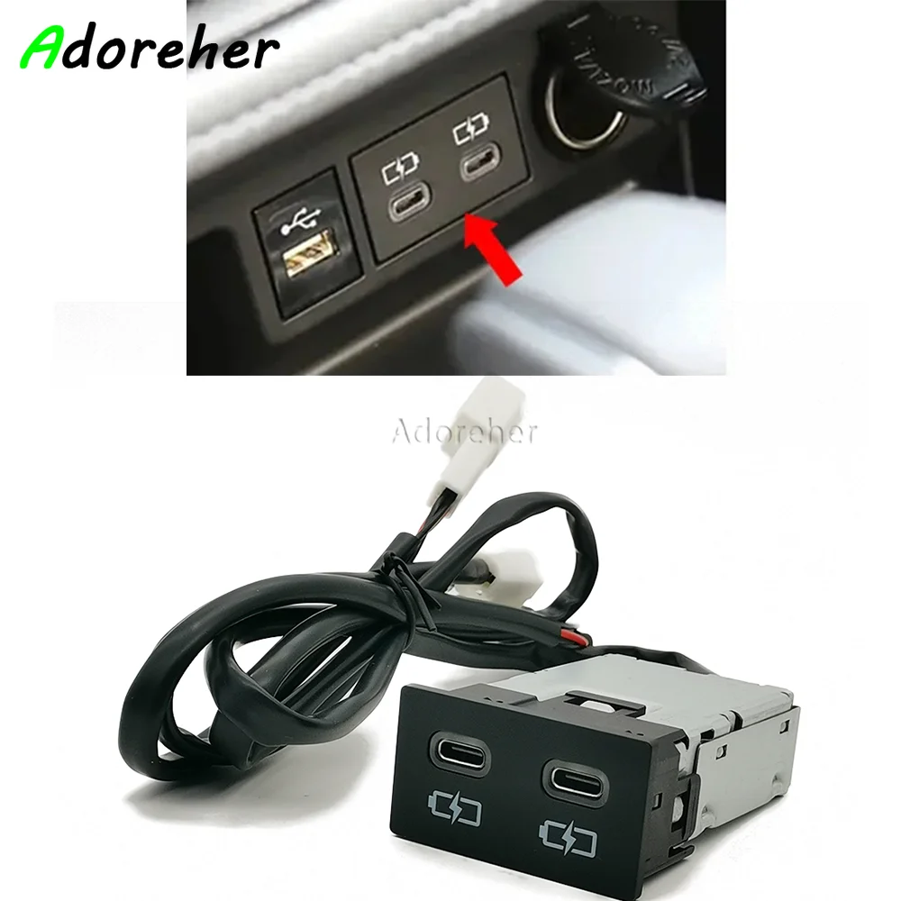 

Car Charger Interface Socket Dual Type-C Quick Charger Adapter Fit For Toyota Sienna Camry Corolla RAV4 Land Cruiser 2018-2022