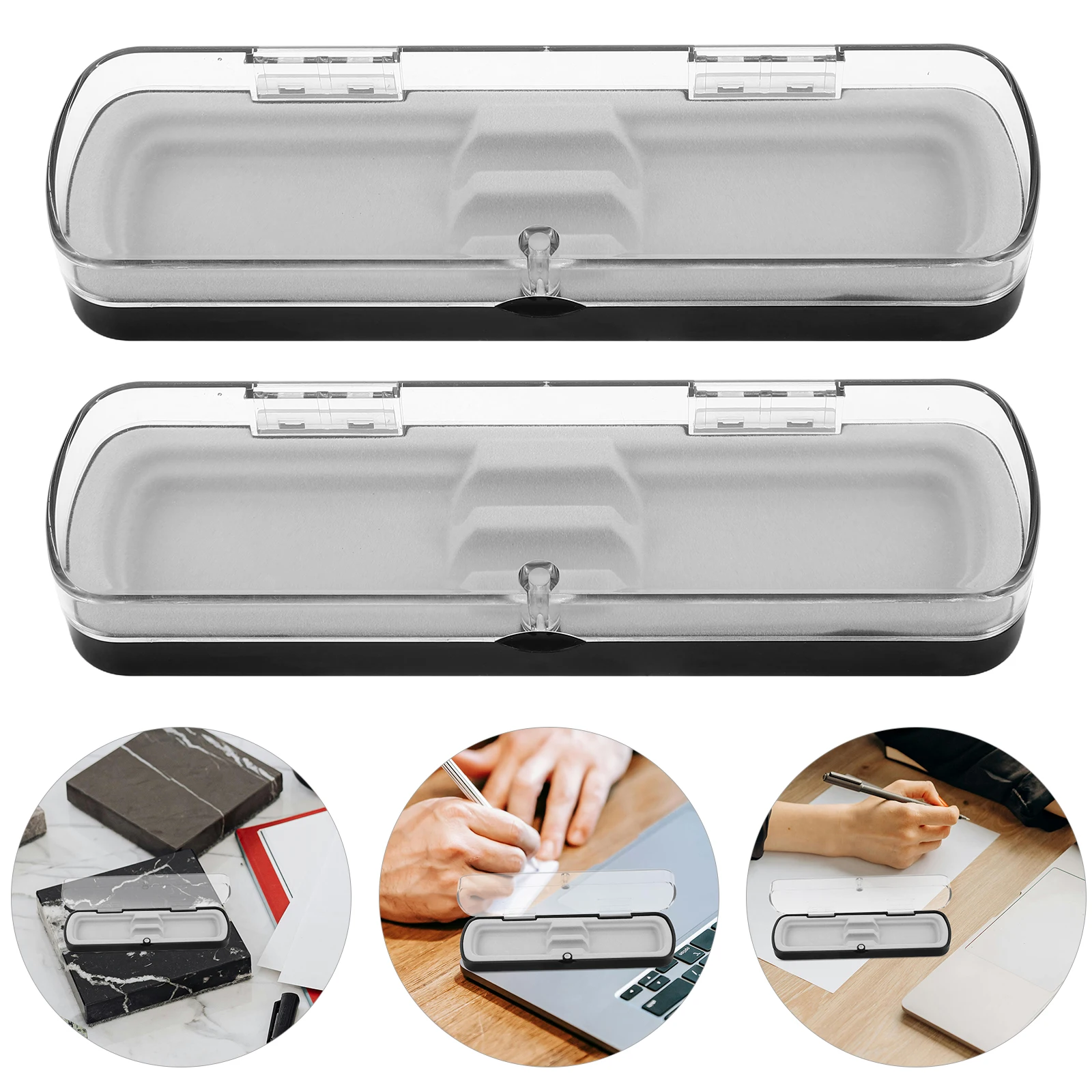 

Rectangular Pen Box Pencil Holder Case Desktop Transparent Durchsichtige Stiftehalter