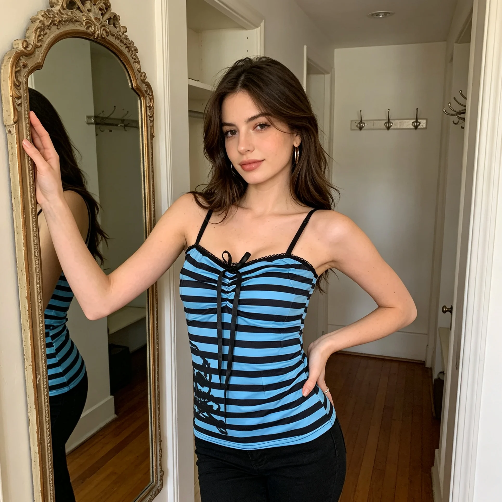Dark Sexy Lace Skeleton Head Printed Bowknot Slim-Fitting Vest for Girls European And American Style Summer Striped Design