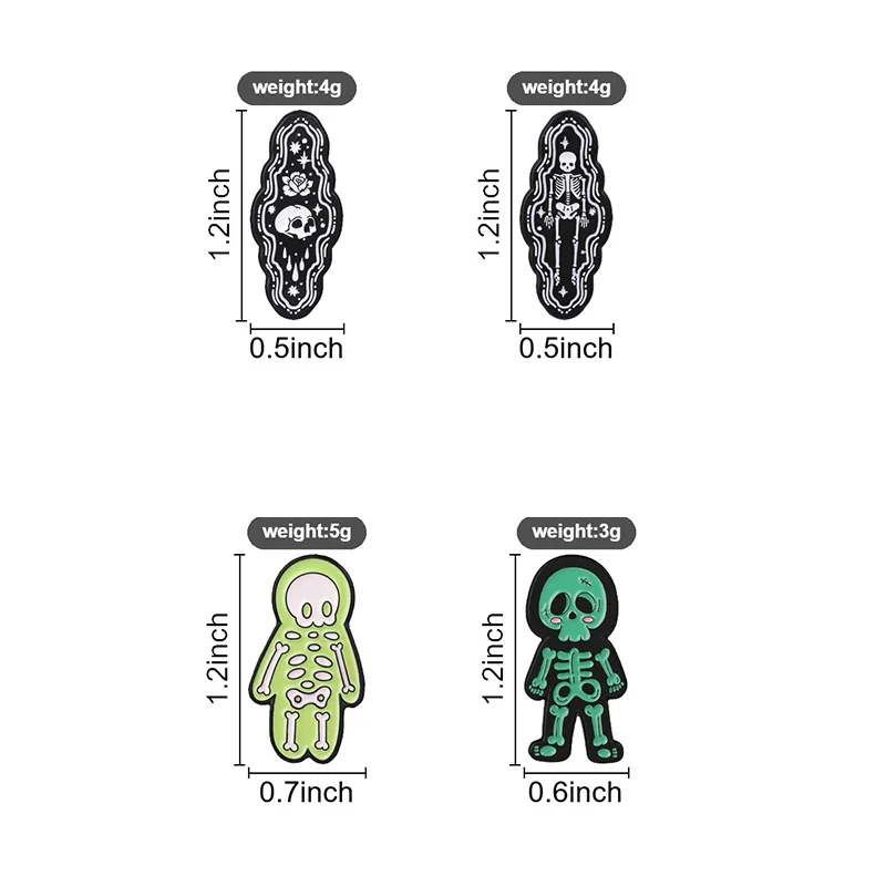 Gotische Skelett-Emaille-Abzeichen, Totenkopf-Rosen-Gruselpuppen-Figuren, Halloween-Cartoon-Pins, Dunkle Broschen, Anstecknadel-Set, Schmuckgeschenk – Detail 1