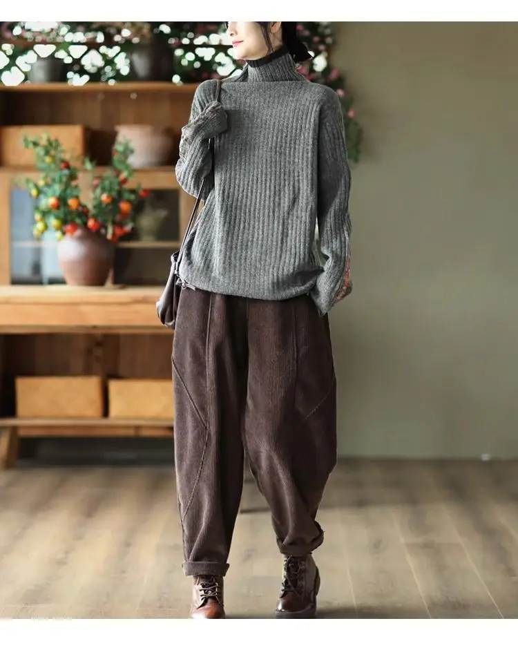 Chenille Velvet Thickened Versatile Casual Pants for Women Autumn Winter New Loose Spliced Harem Pants Female Solid Warm Trouser