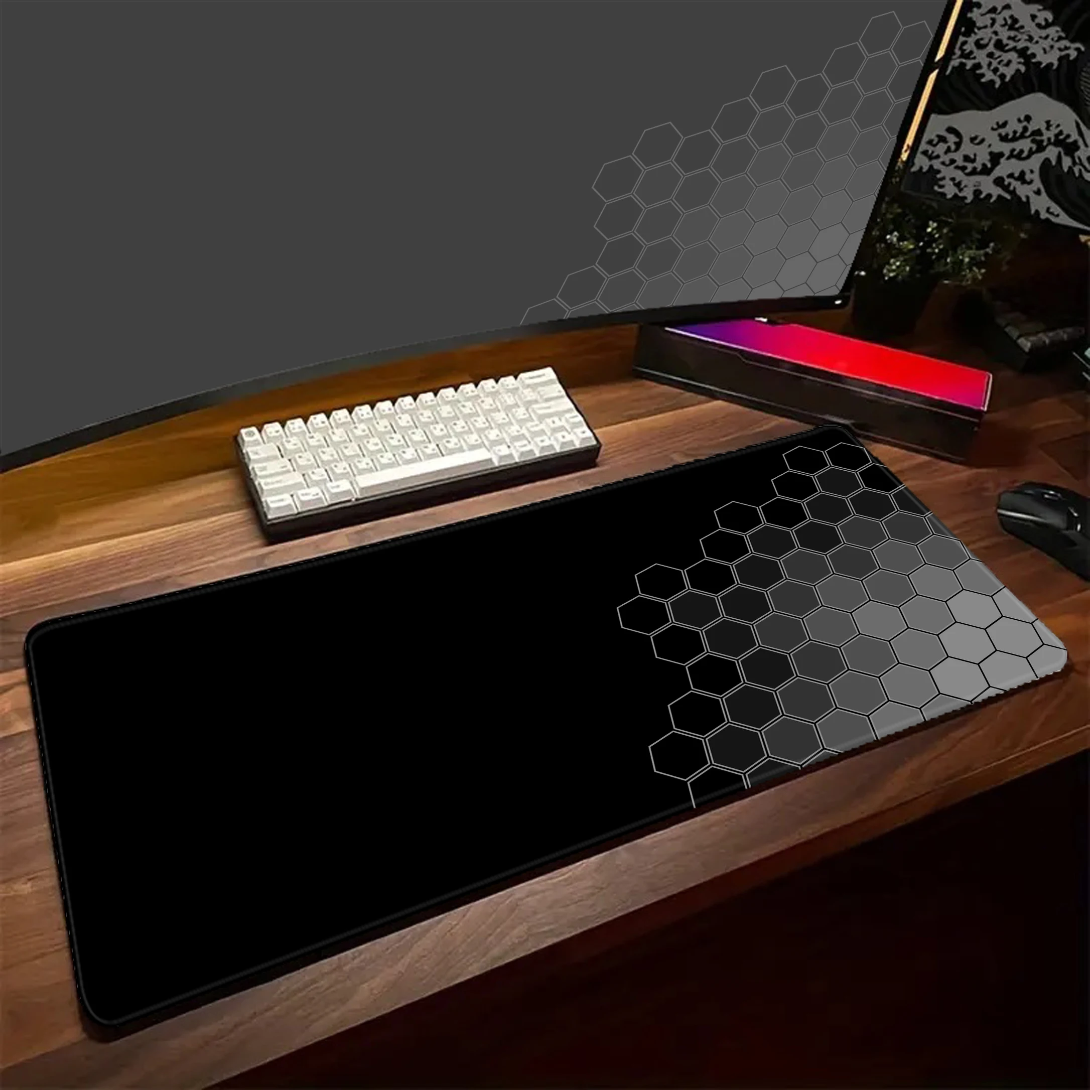 

Large Geometric Pattern Gaming Mouse Pad Computer Office Game Table Mat New Rubber Anti-slip Keyboard Pads Hexagon Deskmat 90x40