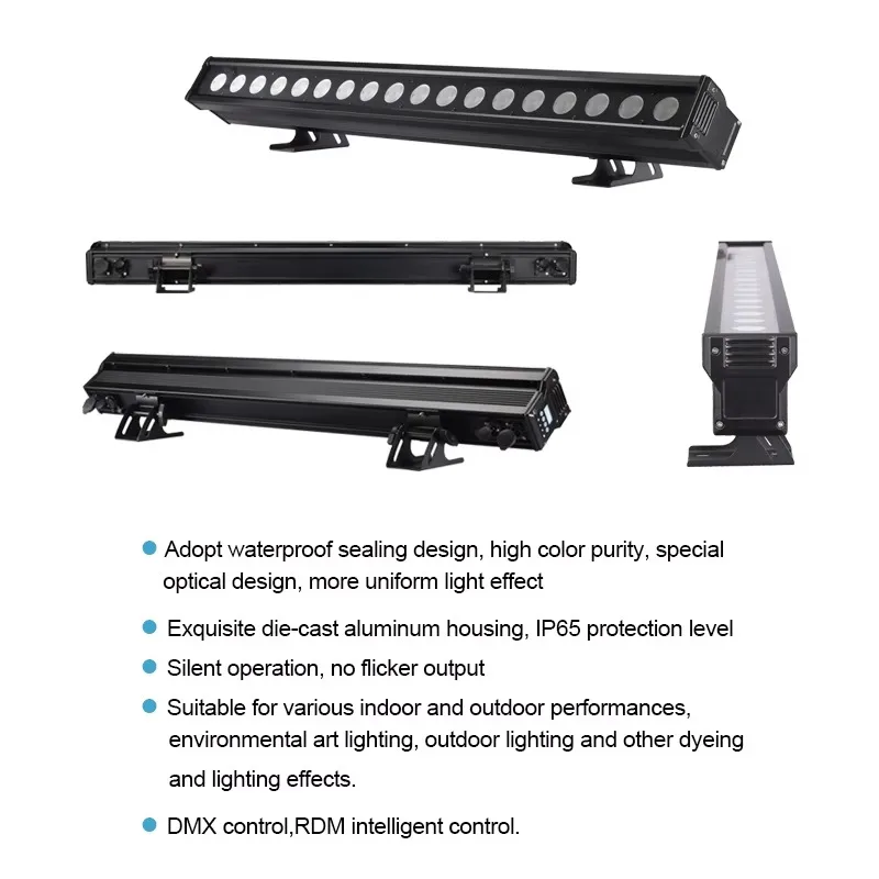 RGBWA+UV DX512 18X15W LED Facade Linear Wall Washer Light Strip IP65 Waterproof Outdoor Building Sta Lighting Remote Control