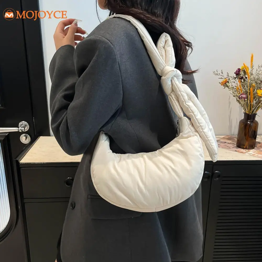 Nylon Puffer Crescent Bag for Women's Multi-Pocket Fashion Shoulder Bag Down Cotton Versatile Crossbody Bag Ladies Dumpling Bags