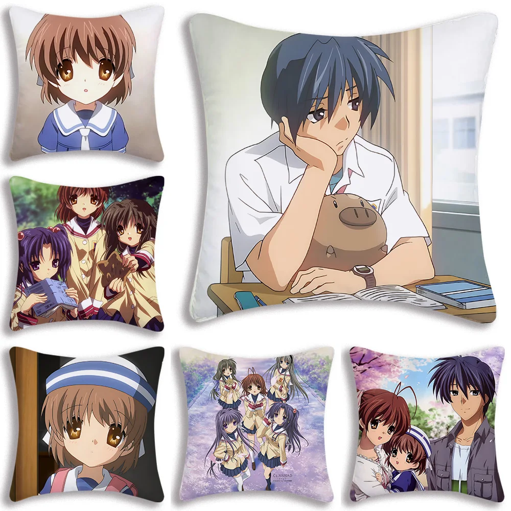 

Clannads Pillow Covers Cartoon Sofa Decorative Home Double-sided Printing Short Plush Cute Cushion Cover