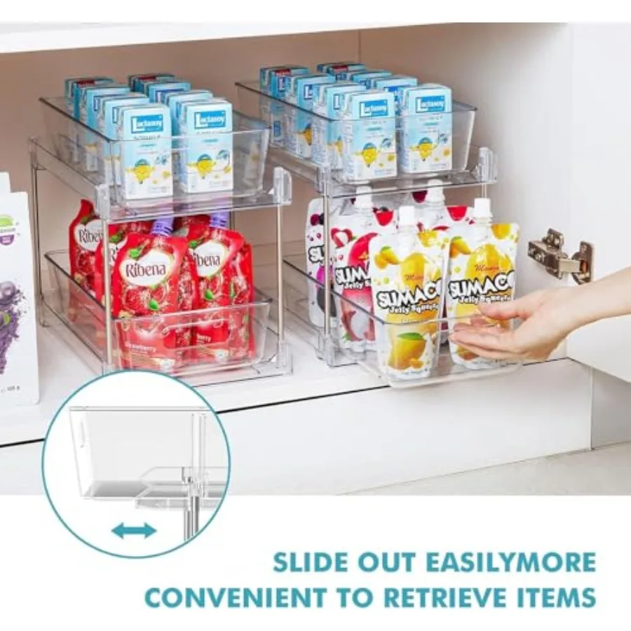 Clear Bathroom Organizers and Storage, 2 Tier Pull Out Under Sink Cabinet Organizer Plastic Drawer Organization and Storage for view 4