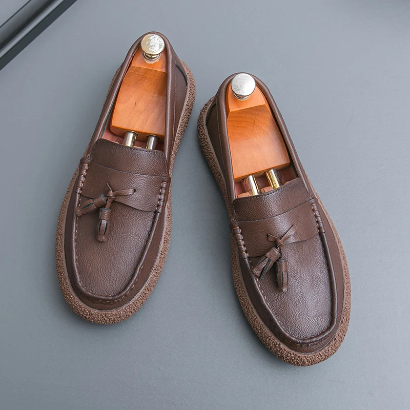 الرجال أحذية جلدية بدون كعب تدليك باطن الكورية نمط العصرية الرجال العمل حذاء رسمي مسطحة القاع التنقل حذاء فاخر تنوعا