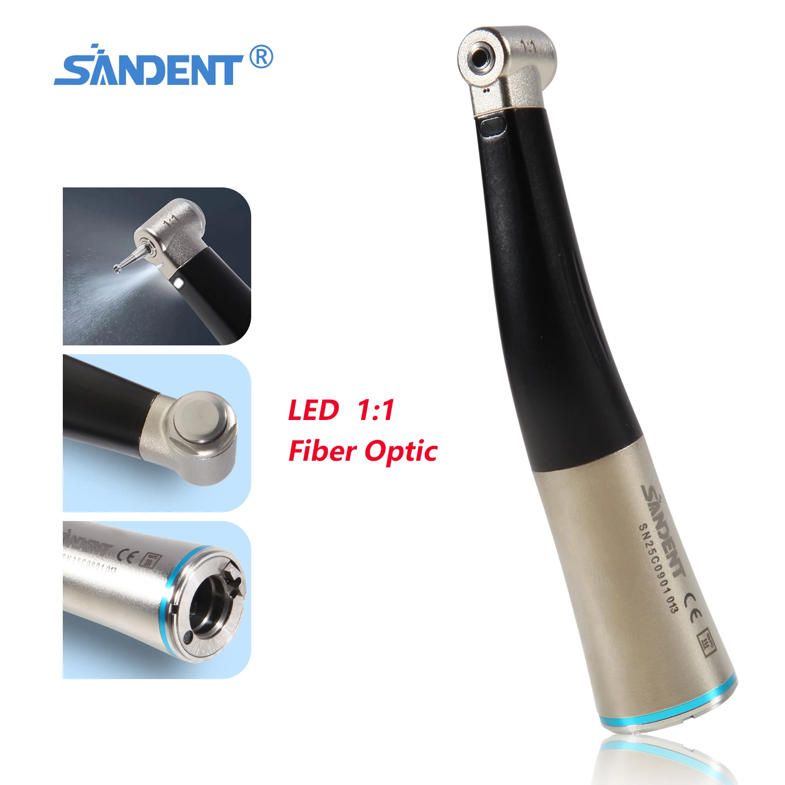 

NSK Style Dental Fiber Optic LED Contra Angle 1:1 Low Speed Electric Low Speed Handpiece NSK Inter Head Push Button