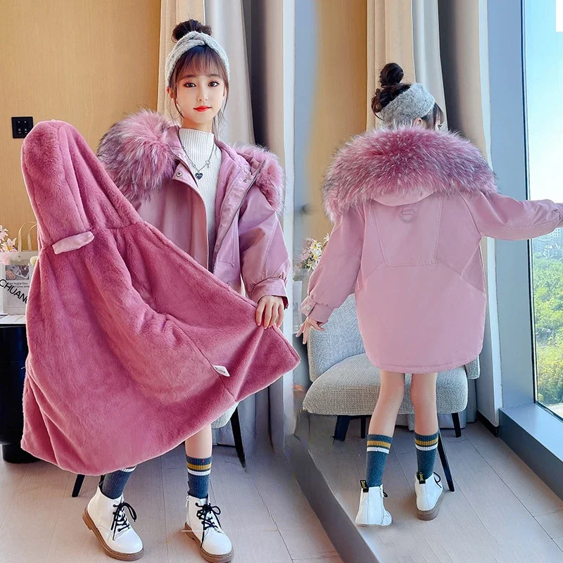 

Girls Coat Outerwear Autumn and Winter 2024 New Children Pie Overcome Foreign Children Clothing Girls Plus Cashmere Thick Top