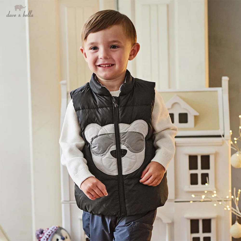 Dave Bella Children's Cute Down Vest Coat Winter Boys' White Duck Down Tank Top Baby's Warm Thicken Vest DB4253605