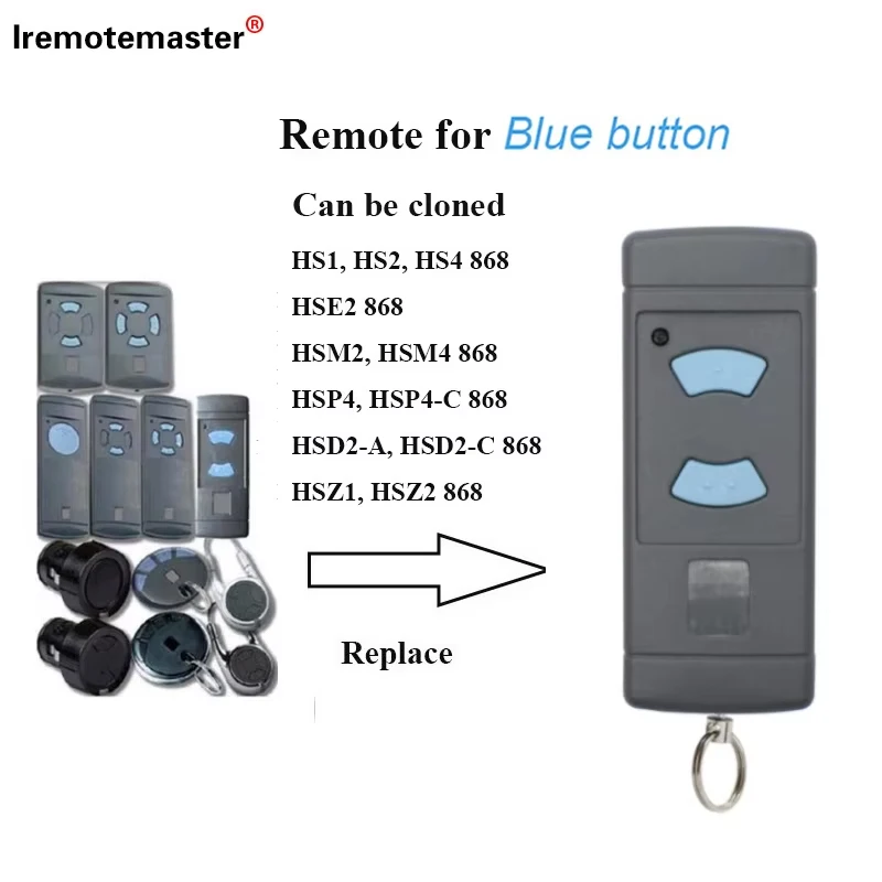 2025 New For Blue Button Compatible Remote Control 868MHz Transmitter HSE2 HSE4 HS4 HSM2 HSM4 868 Garage Door Remote Command