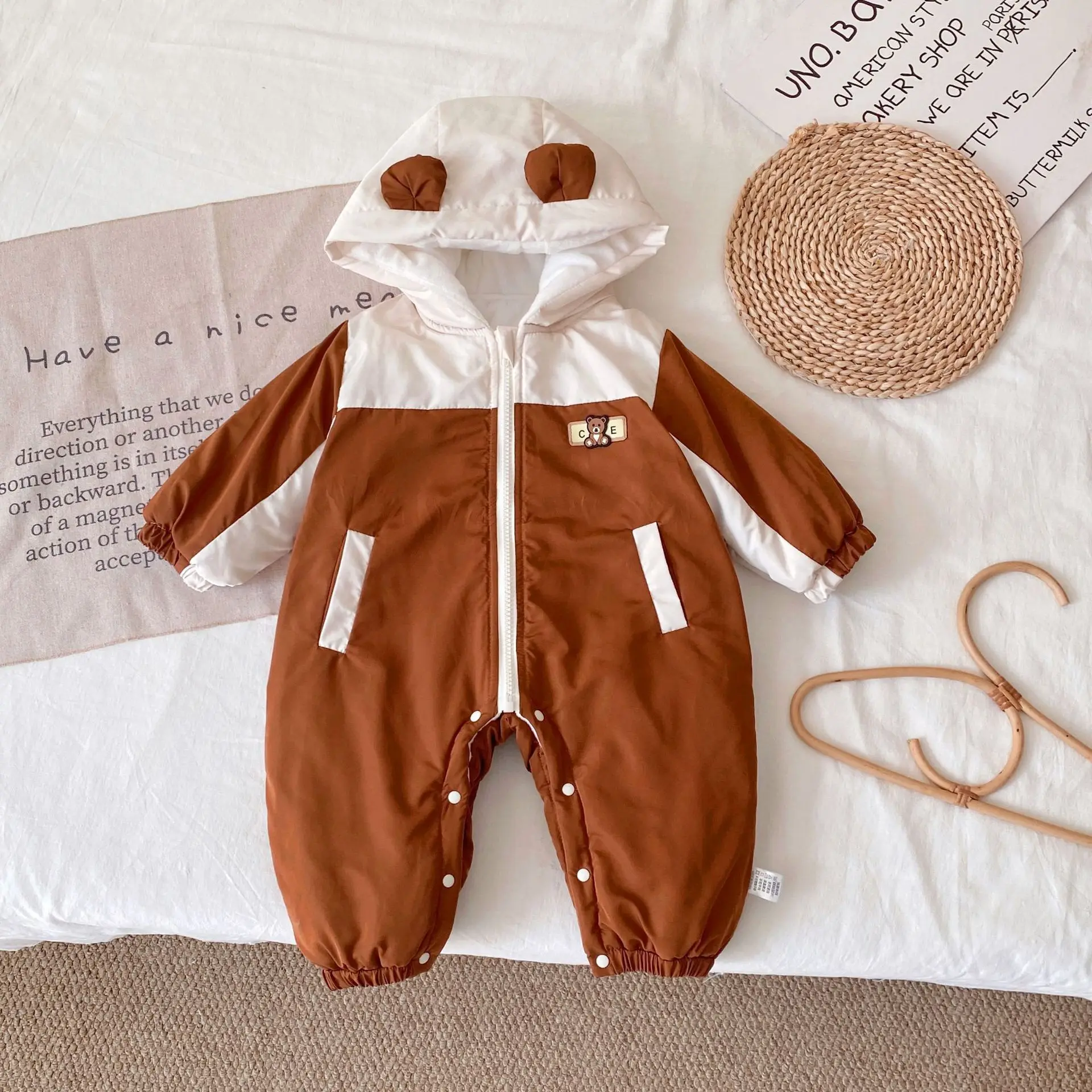 Winter Baby Clothes Warm Toddler Outwear Cute Infant Girls Hooded Romper Thicken Newborn Boys Fur Lining Jumpsuit