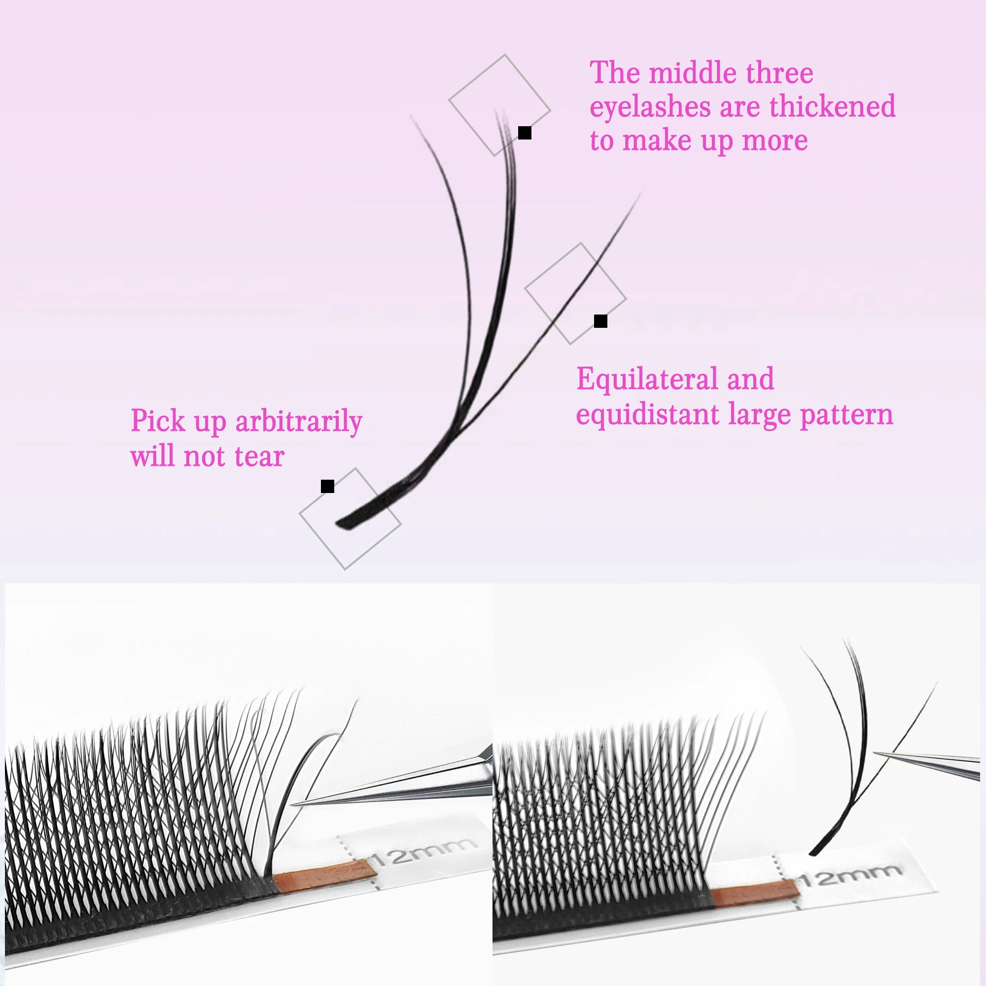 CoMango 3D W-vorm drie-core drievoudige tips wimper premade fans zwarte wimperextensions W stijl gevormde super zachte valse wimper