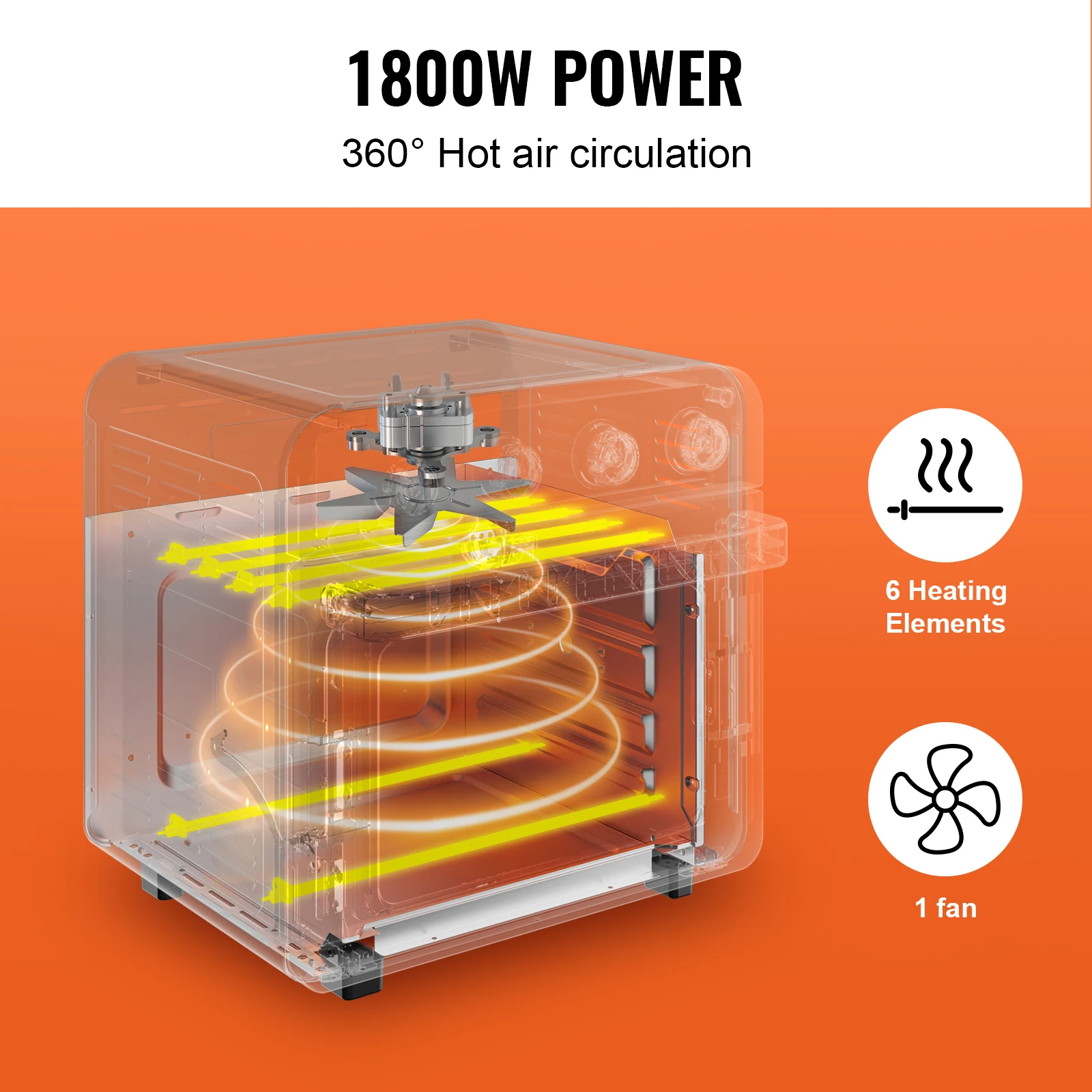 SucceBuy 18L 1700W Air Fryer Toaster Oven Stainless Steel Toaster Ovens Countertop Combo with Grill Home and Commercial Use