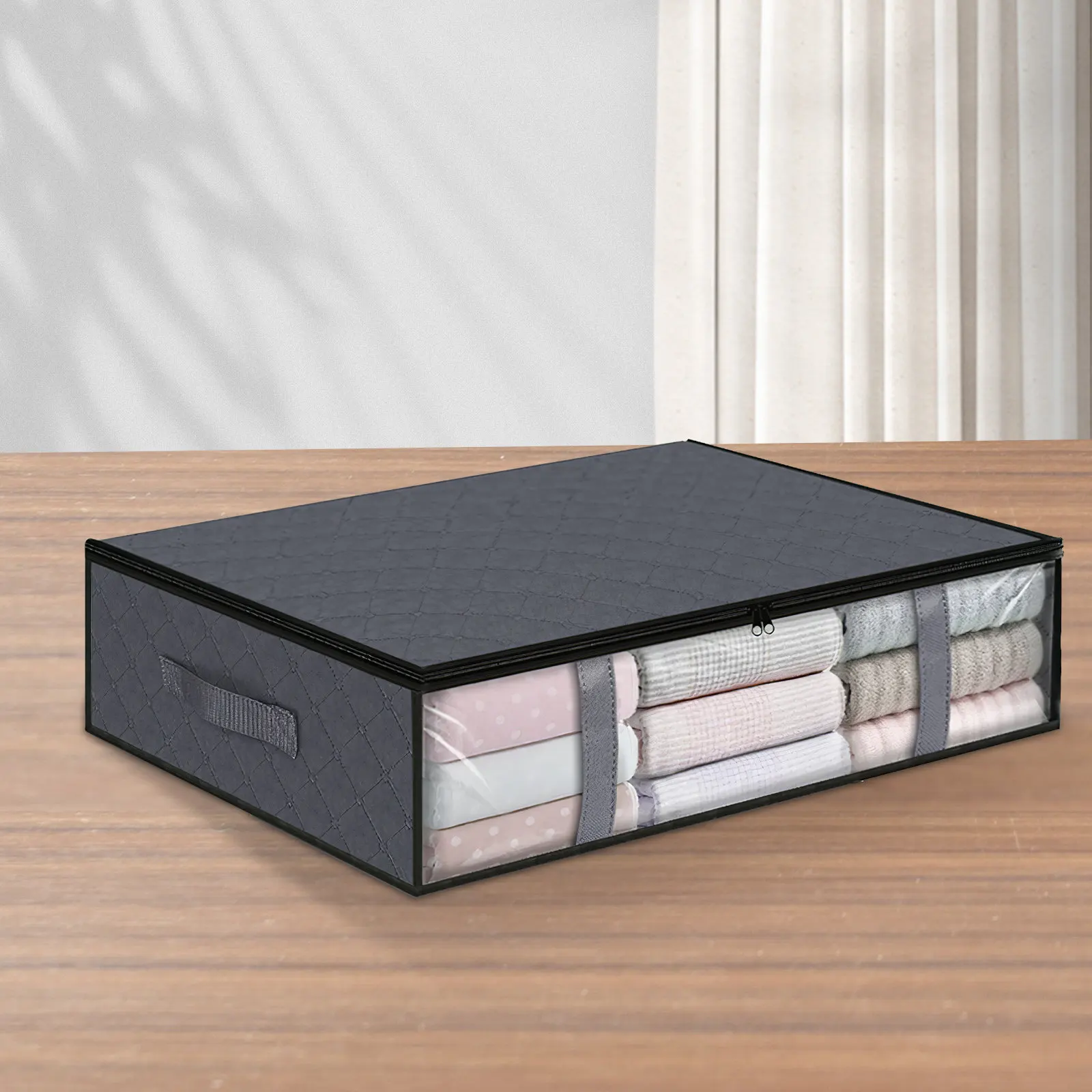 

2 шт. сверхпрочные сумки для хранения одеял из утолщенного нетканого материала с гладкой молнией, большой вместимости, для постельного белья, одежды, кемпинга