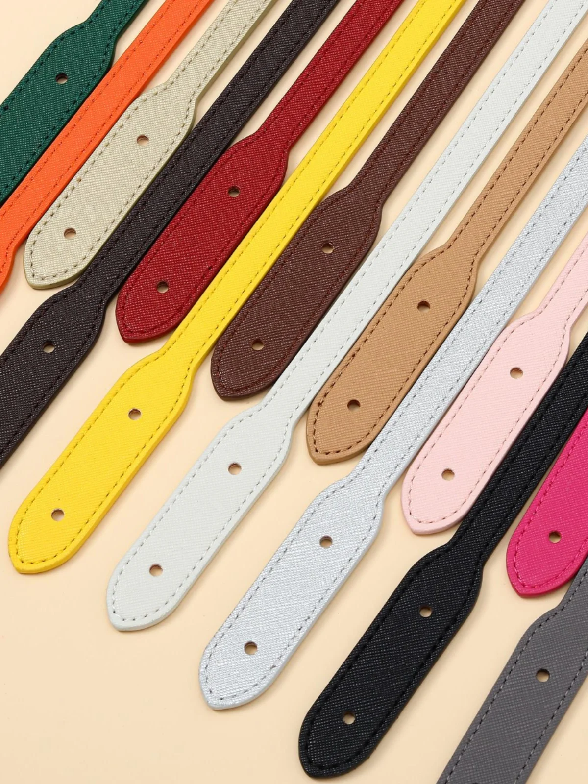 Handmade DIY Crossbody Shoulder Bag Strap Half PU Leather Rivet Decoration Thickened Cross Pattern Handheld Accessories