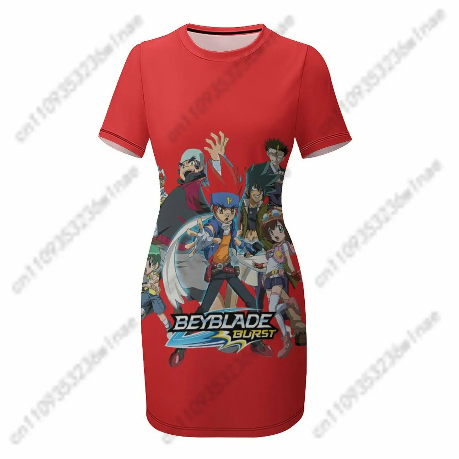 

Beyblade Short Sleeved Dress Womens Dresses Fashion Comfortable Breathable Frock Cartoon Party Clothing Customiz Dress