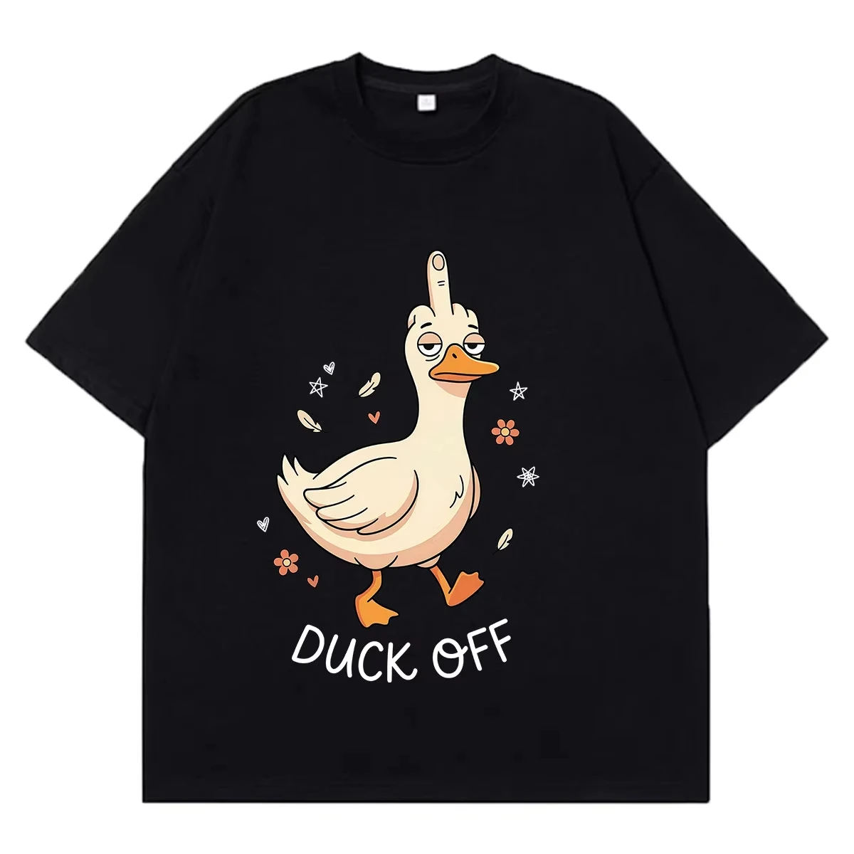 Funny Duck Off Meme T-shirt Men Women Fashion Casual T-shirt Summer Short-sleeved Loose Cotton Hip-hop T-shirts Streetwear