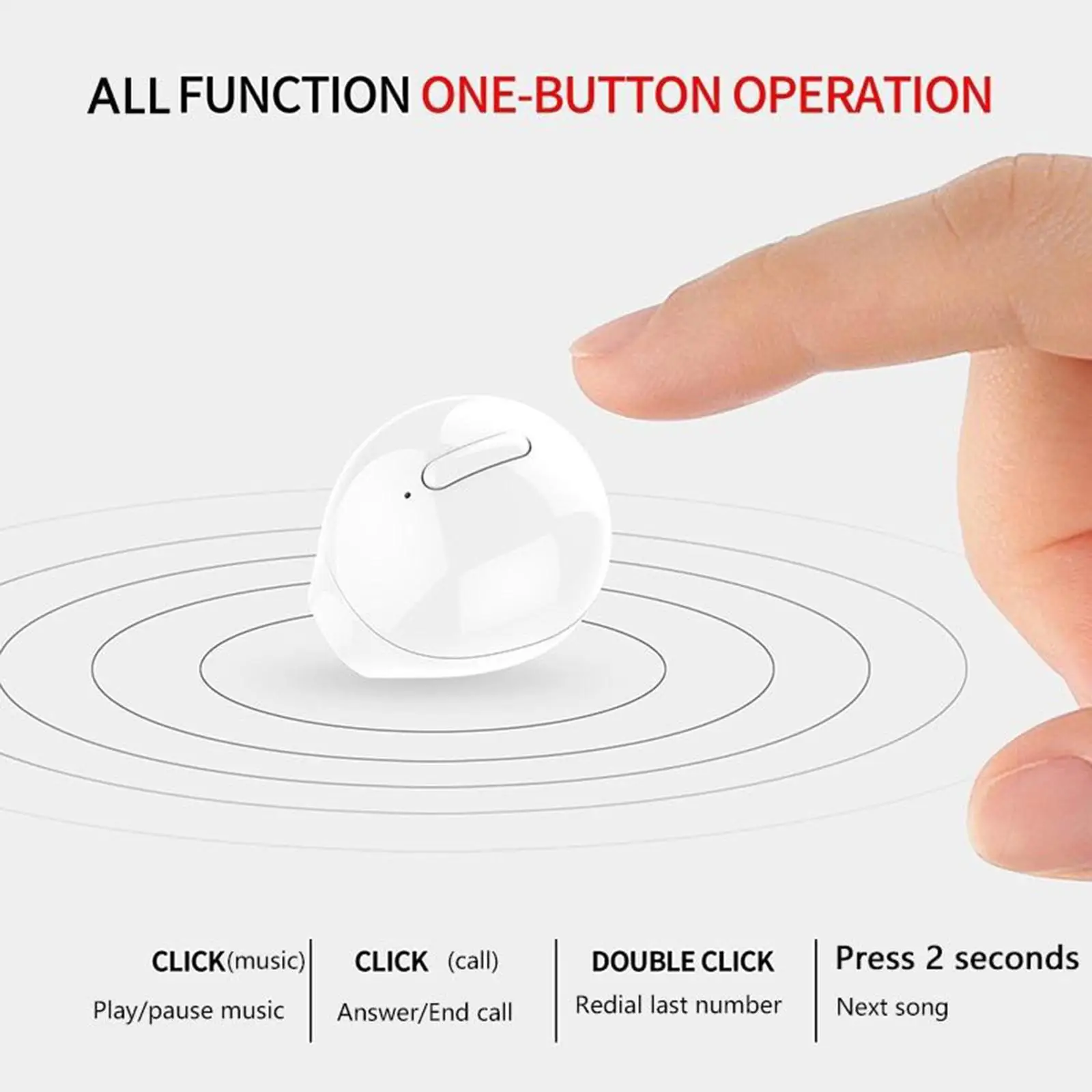 Single Ear Wireless Earbud Invisible Bluetooth Earpiece Compact Design Headphones for Hands-free Calling and Music